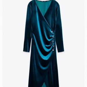 Zara velvet jewel button dress
